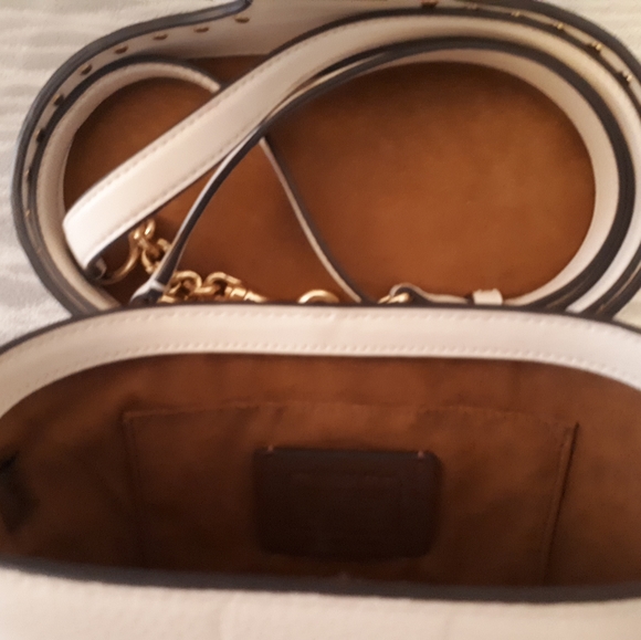COACH Georgie Gem Rivets Chalk Gold Crossbody Leather - Picture 2 of 4